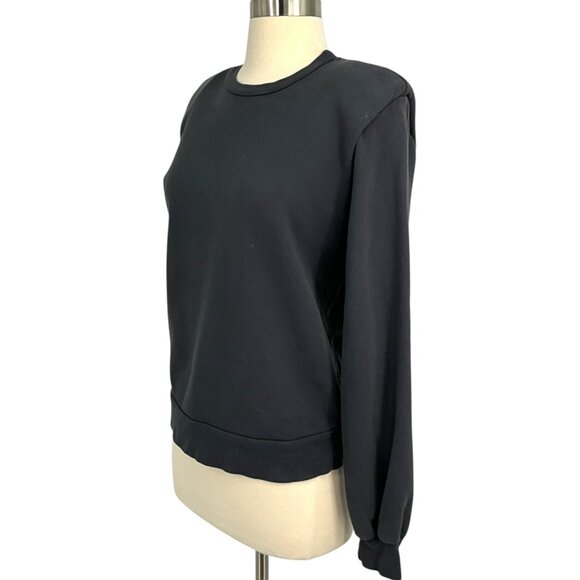 Mother Denim The Push and Shove Sweatshirt Faded Black Padded Shoulders Size S - Picture 2 of 11